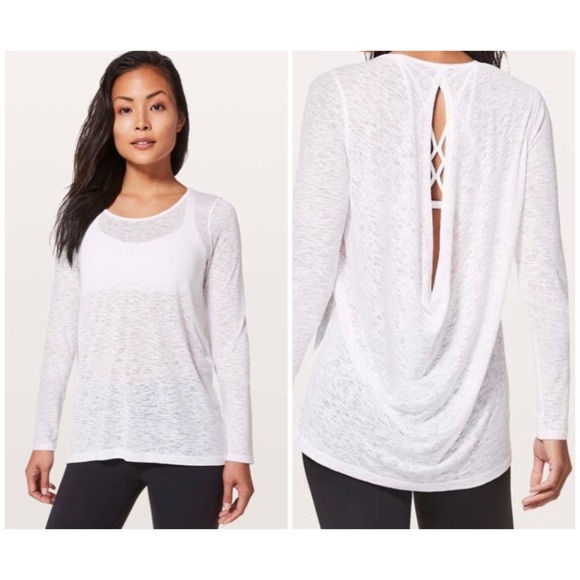 lululemon athletica Tops - SOLD🎉LULULEMON White Key Burnout Long Sleeve tee